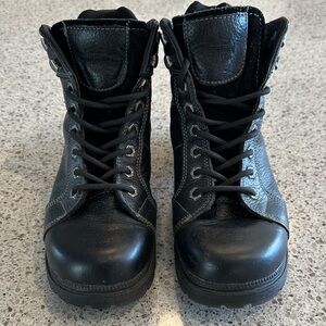 Harley Davidson Black Leather Lace-Up Riding Boots